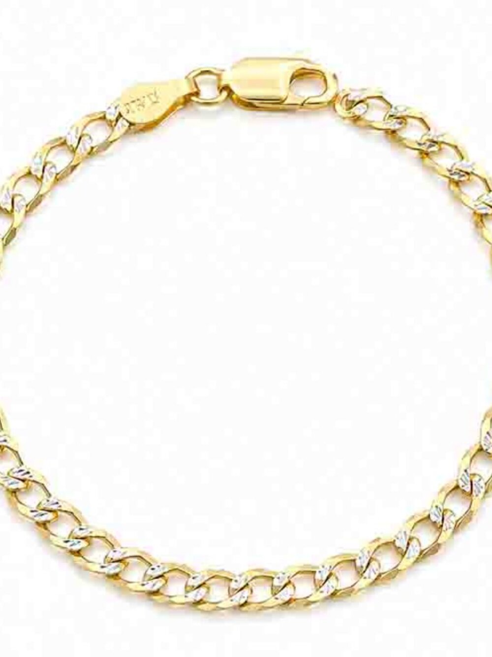 Cuban Link Bracelet 14k Two Tones Gold Plated (.925)